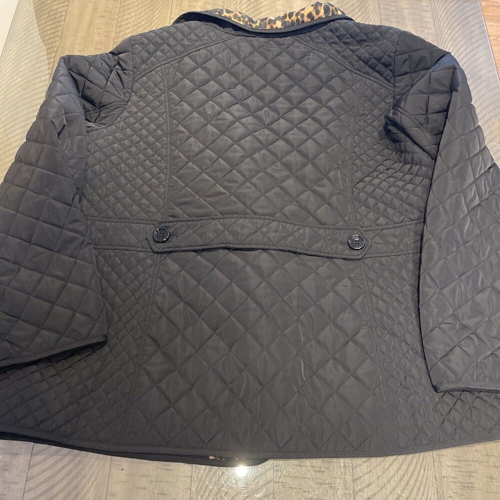 Liz Claiborne Quilted Jacket coat Womens 2x Black Animal Print - Picture 5 of 5